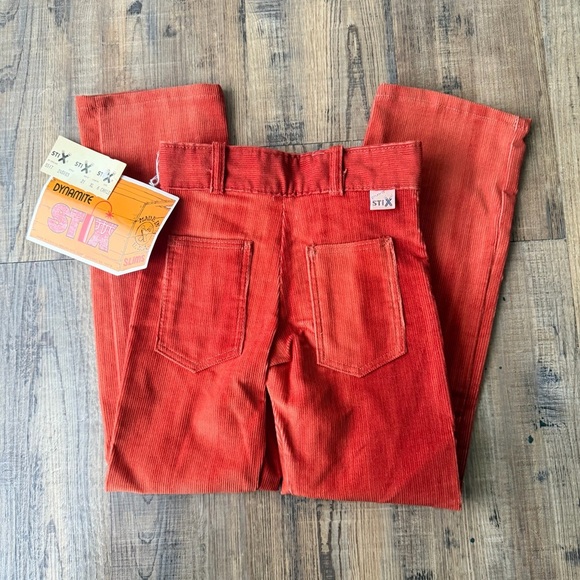 Vintage 70s DYNAMITE STIX Rust Orange Corduroy Pants Children’s Size 6 NWT - Picture 9 of 10